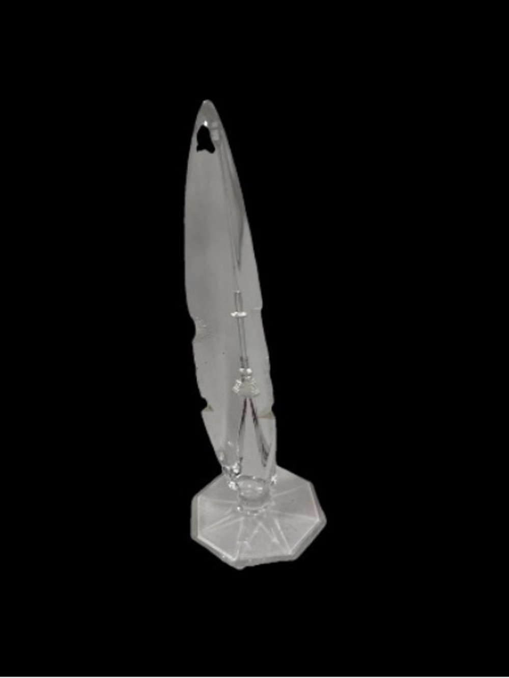Vintage Reverse Cut Crystal Obelisk with Cross Chalice - Picture 2 of 4